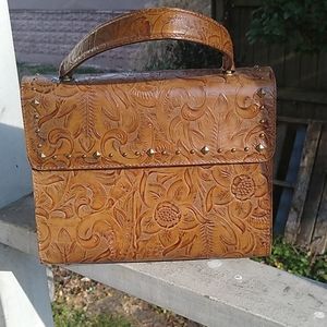 Donald J Pliner Couture tooled leather handbag